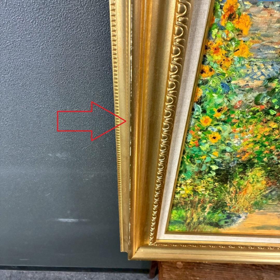 美品 クロード・モネ「ヴェトゥイユの画家の庭」複製画 豪華額装 世界の名画