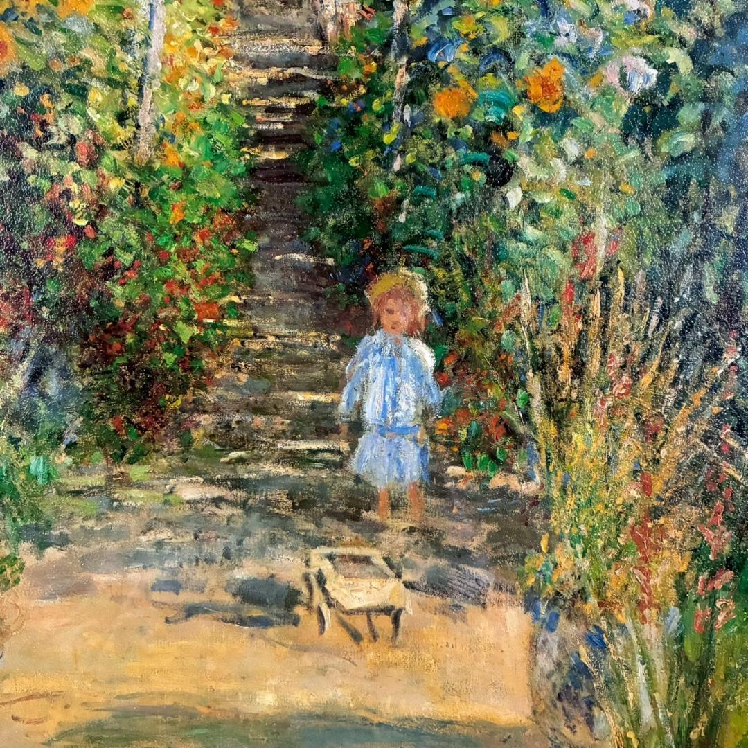 美品 クロード・モネ「ヴェトゥイユの画家の庭」複製画 豪華額装 世界の名画