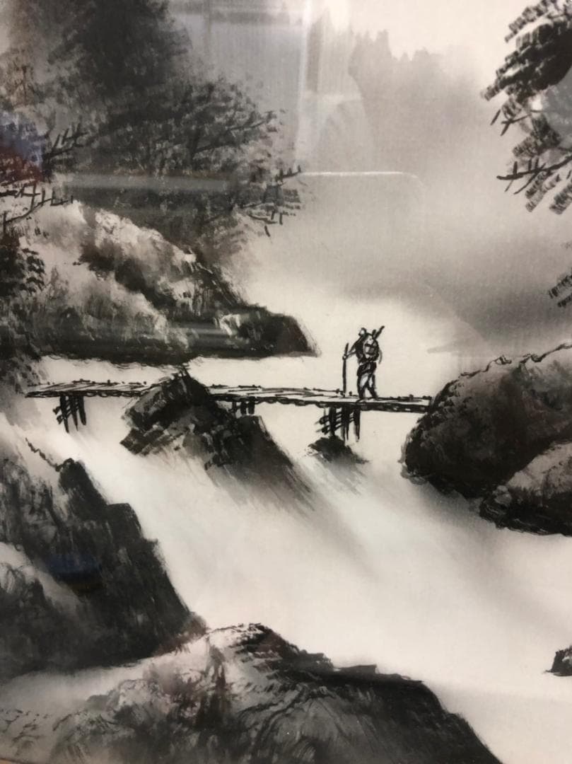 値下げしました！絵画　渓舟？　山水　水墨画