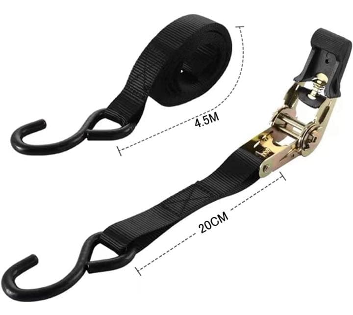 荷締めベルト 4本セット 固定側20cm 巻側 4.5m 幅2.5cm固定バンド