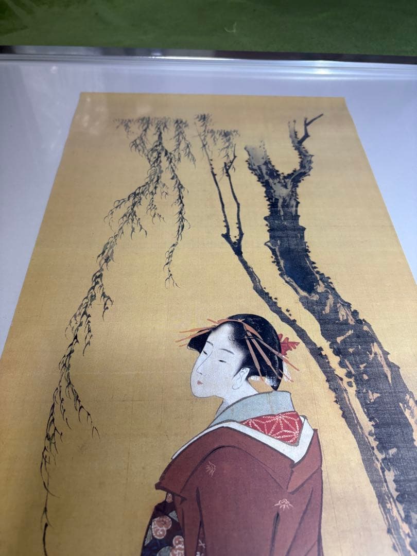 柳下傘持美人　葛飾北斎