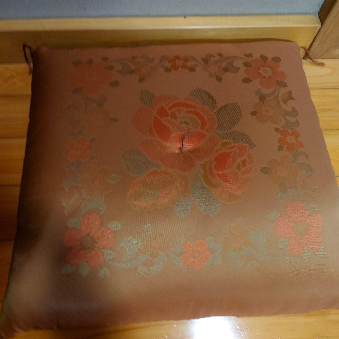 座布団　高級座布団　和座　正絹　5枚組　茶色　椿