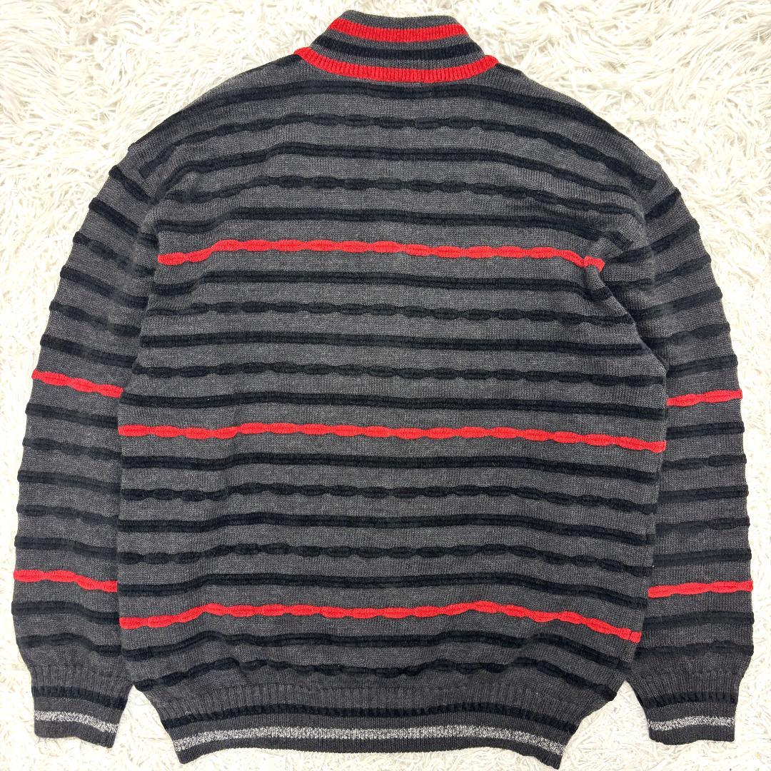 ハーディエイミスポーツ　ハーフジップ　ニット　L　刺繍　ボーダー　ゴルフ