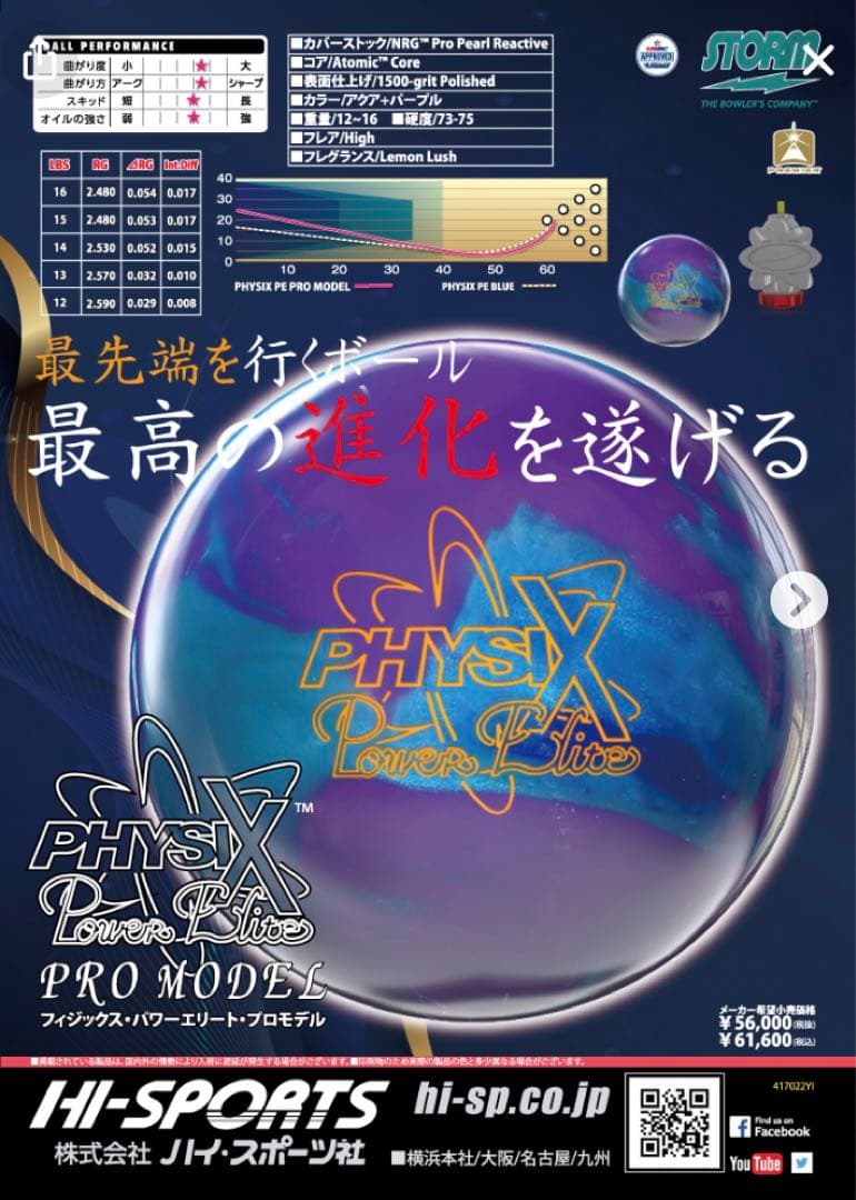 【元箱あり】フィジックスパワーエリートプロモデル　１５ポンド　ストーム