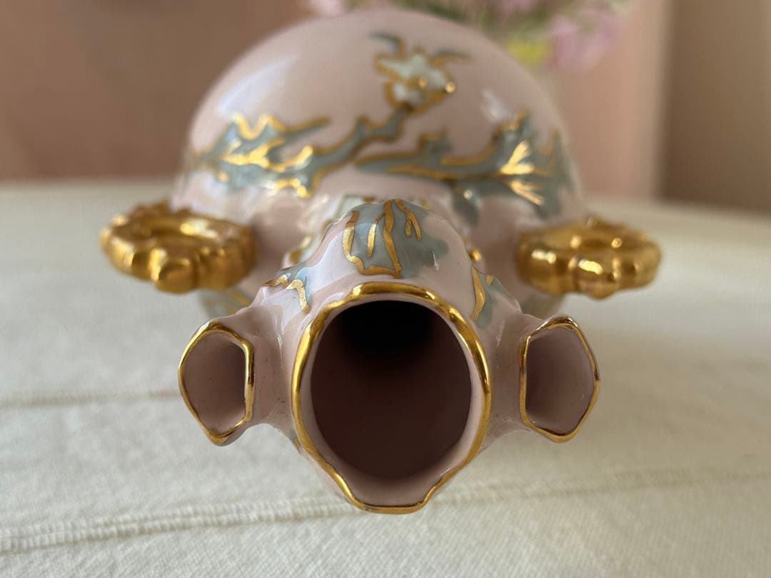 希少 チェコ製 H&C アンティーク 卓上花瓶 ピンク ゴールド