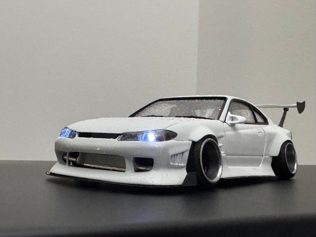 S15シルビア プラモデル完成品 オリジン(雷神)エアロ BCLウィング 深リム