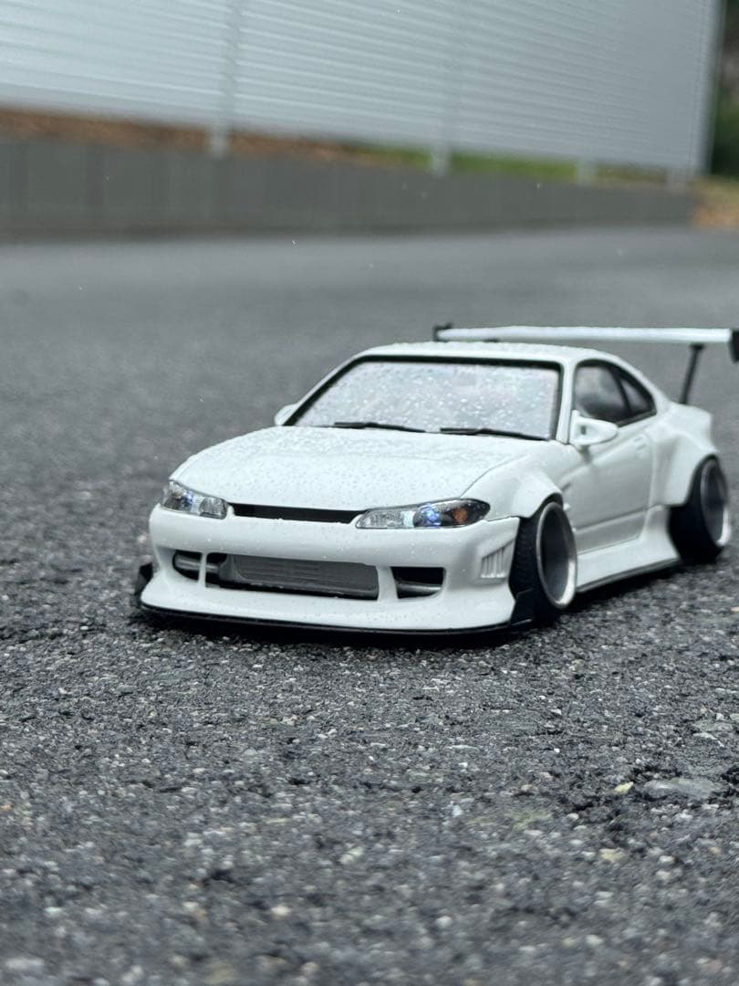 S15シルビア プラモデル完成品 オリジン(雷神)エアロ BCLウィング 深リム