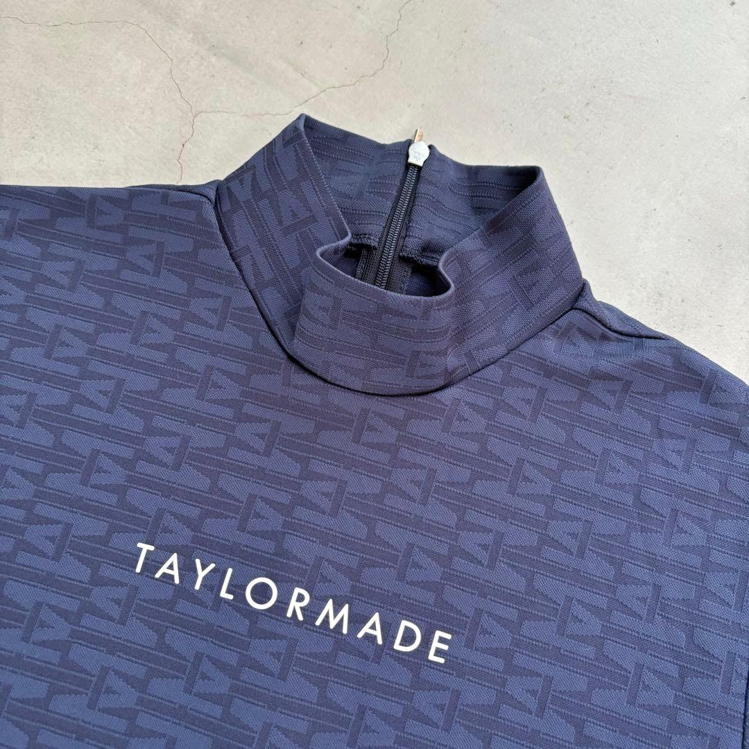 【極美品】TaylorMade モノグラム 総柄 半袖モックネックシャツ 紺 M