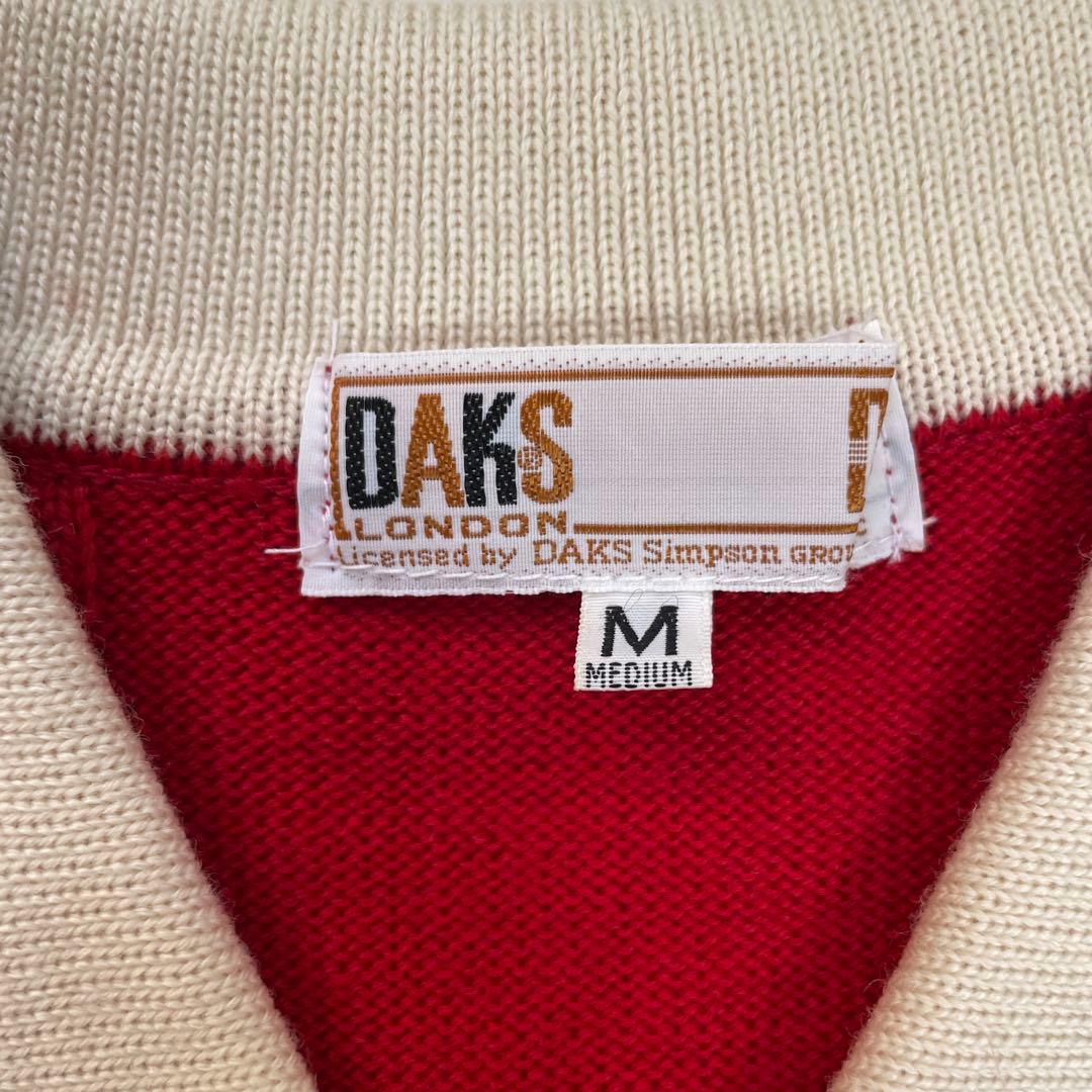 DAKS ダックス 赤 ポロシャツスタイル セーター M ウール100％