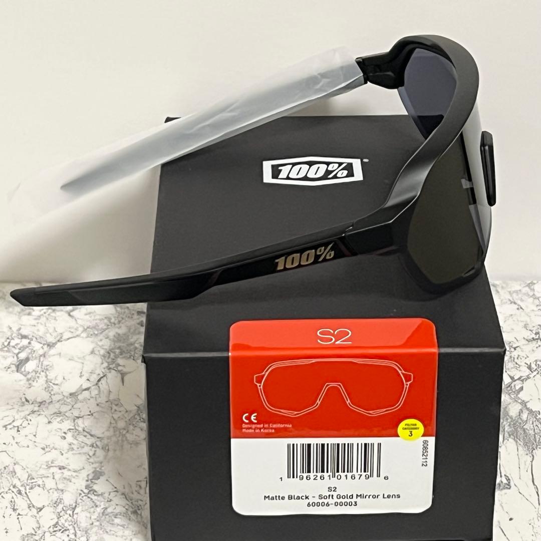 100% ワンハンドレッド サングラス S2 マットブラック ゴールドミラー
