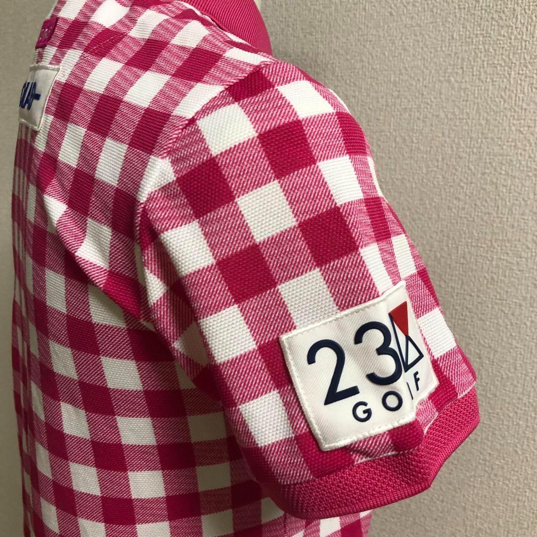 23区ゴルフ オンワード ポロシャツ ピンク チェック サイズ2