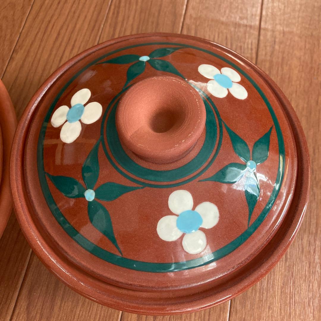 メキシカン　陶器製 花柄鍋セット 大小2点