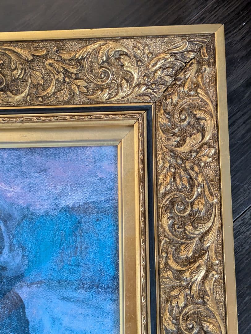 ルノワール　カフェにて　 プレート付　 油彩画 　複製画