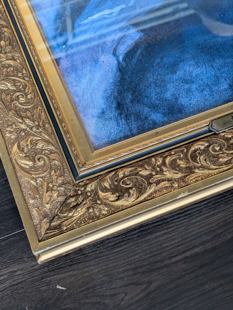 ルノワール　カフェにて　 プレート付　 油彩画 　複製画