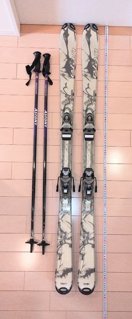 elan スキー板 マーブル模様 ストック　ケース付き 160cm
