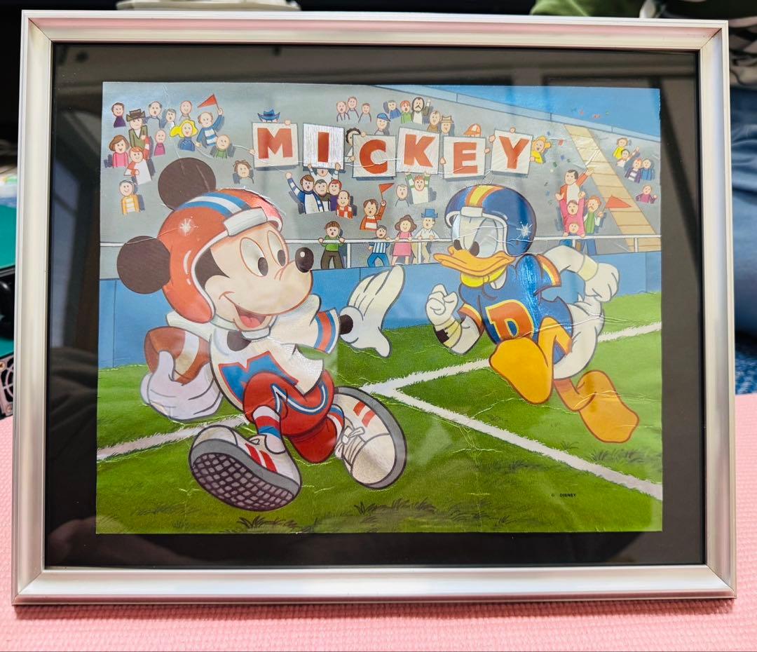 ミッキーマウス ドナルド スポーツアート フレーム付き USA製