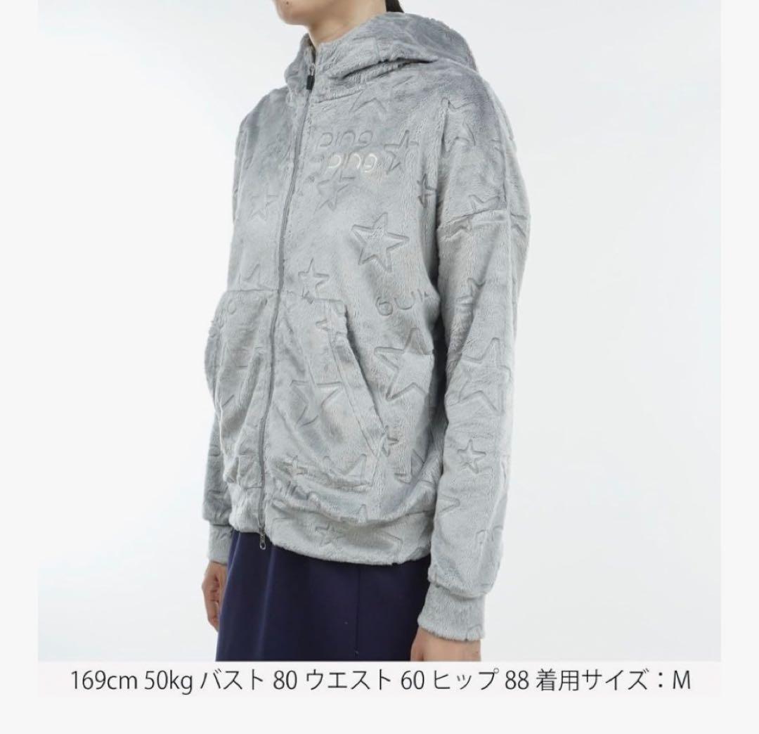 M ☆新品☆ PING ゴルフ ベロア フーディー ボア　ブルゾン グレー