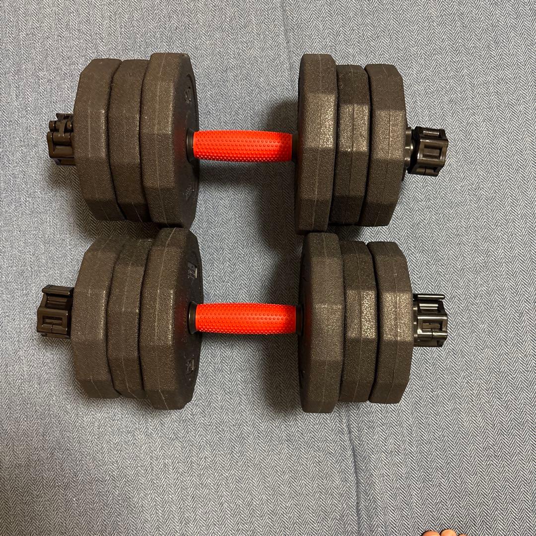 可変式ダンベルセット 黒・赤20キロ　筋トレセット