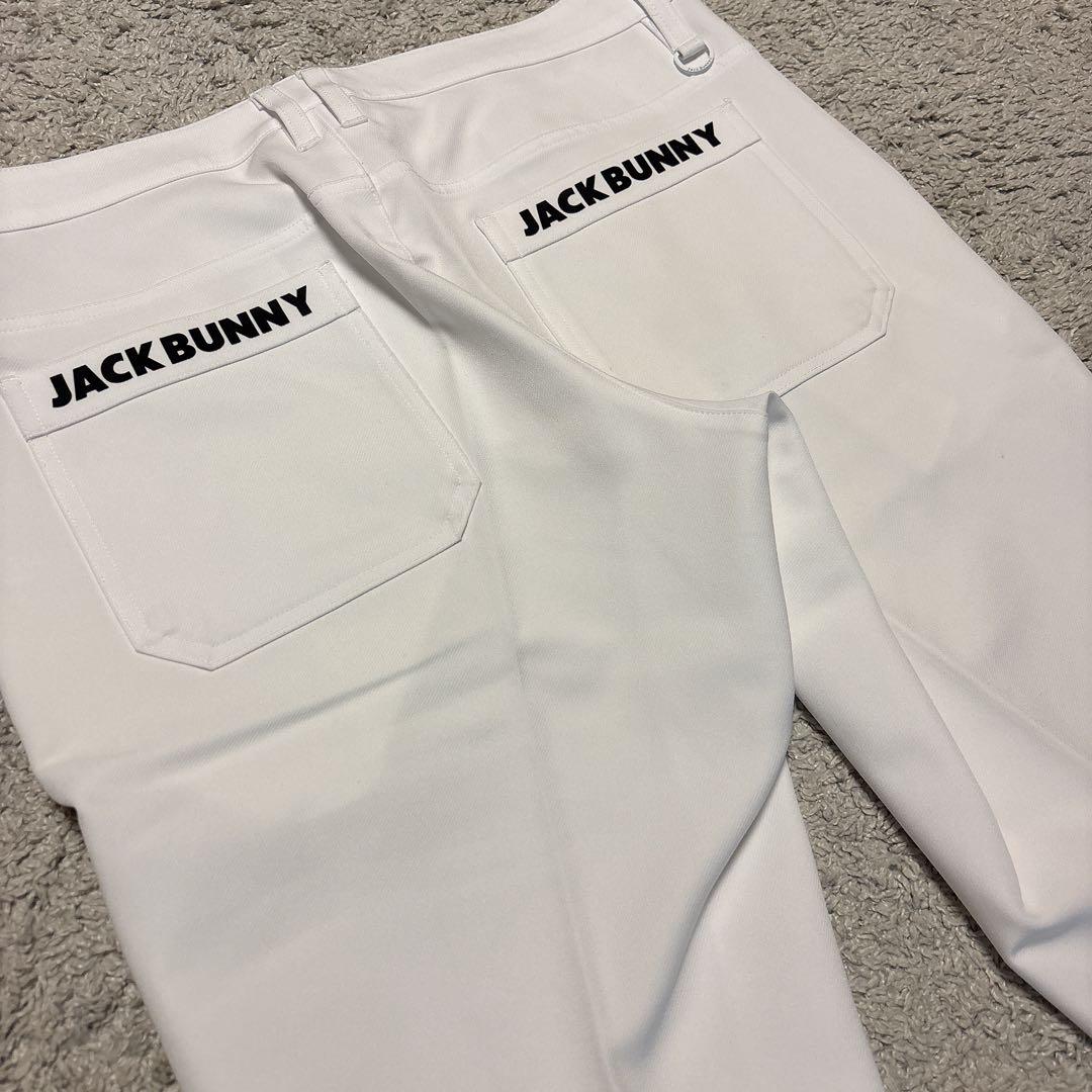 【美品】ジャックバニー バックロゴボトムス ゴルフウェア 白 6 ストレッチ