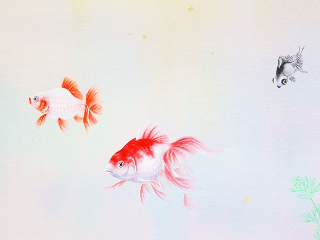 掛軸　魚　柴田頼皇 「金魚」　日本画　古美術品　骨董品　アート　絵画　絵