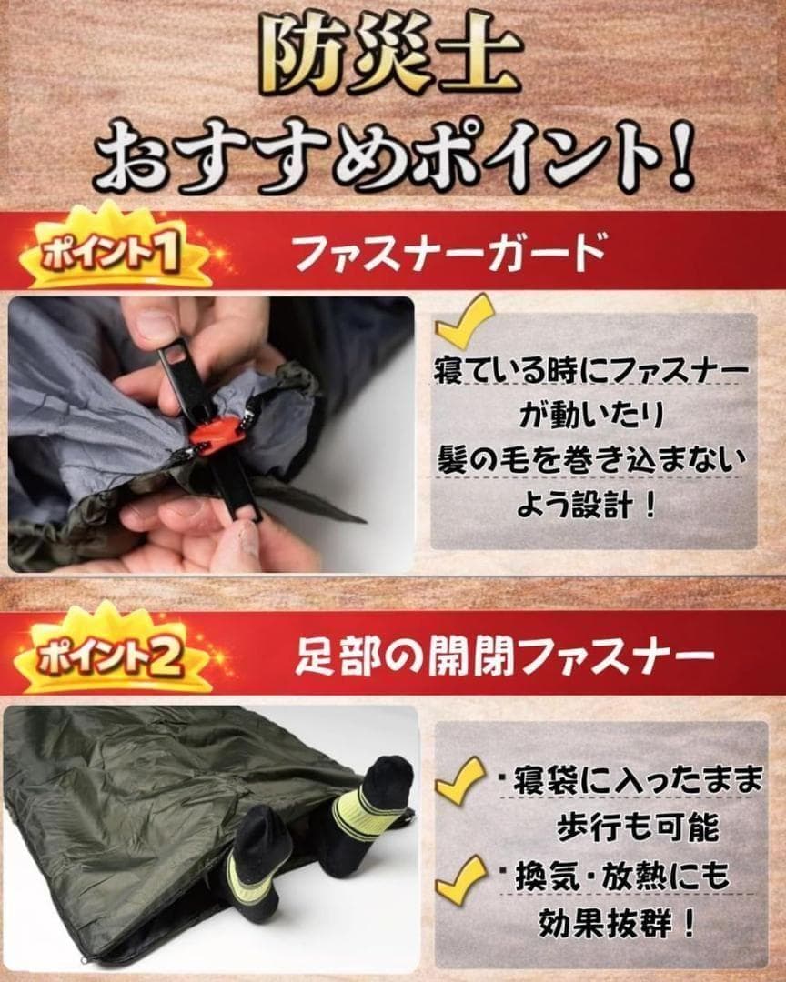 4個セット 数量限定 非常用 寝袋 アウトドア 車中泊 封筒型 防災用品
