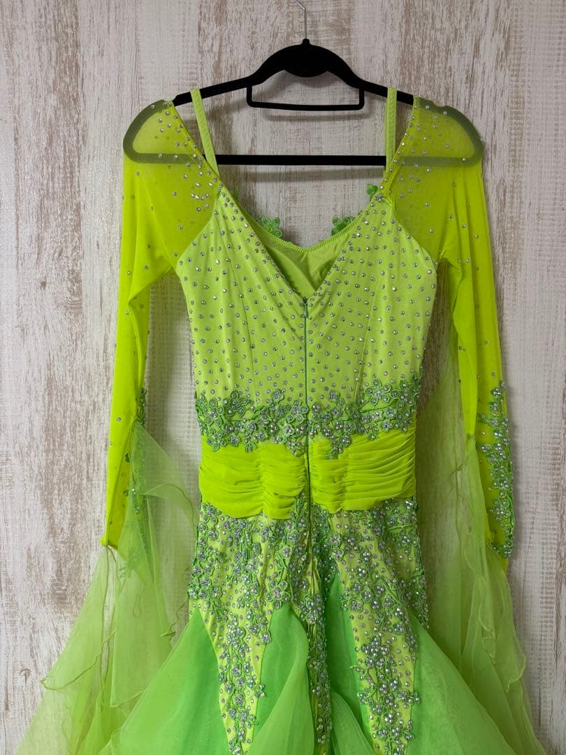 【美品】社交ダンス ドレス 黄緑