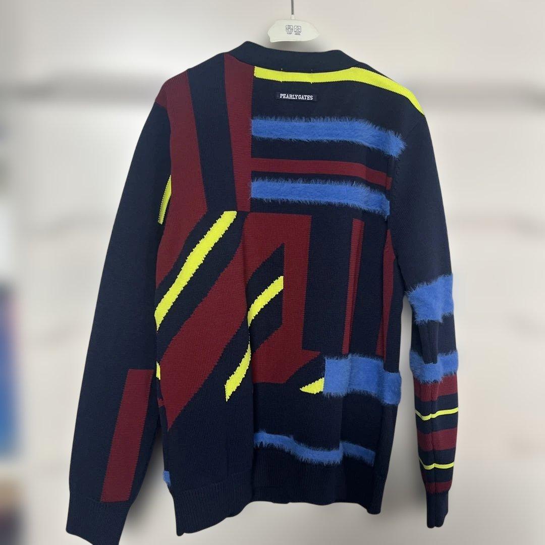 パーリーゲイツP e×フェザーヤーンマルチボーダー柄カーディガンサイズ5