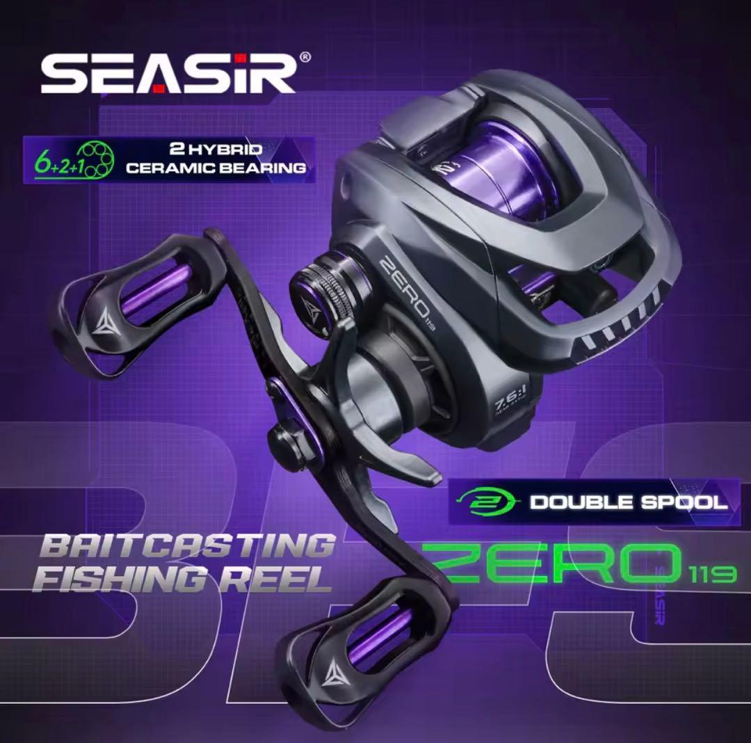 【8+1bb】Seasir ZERO119 BFS ベイトリール左巻Wスプール付