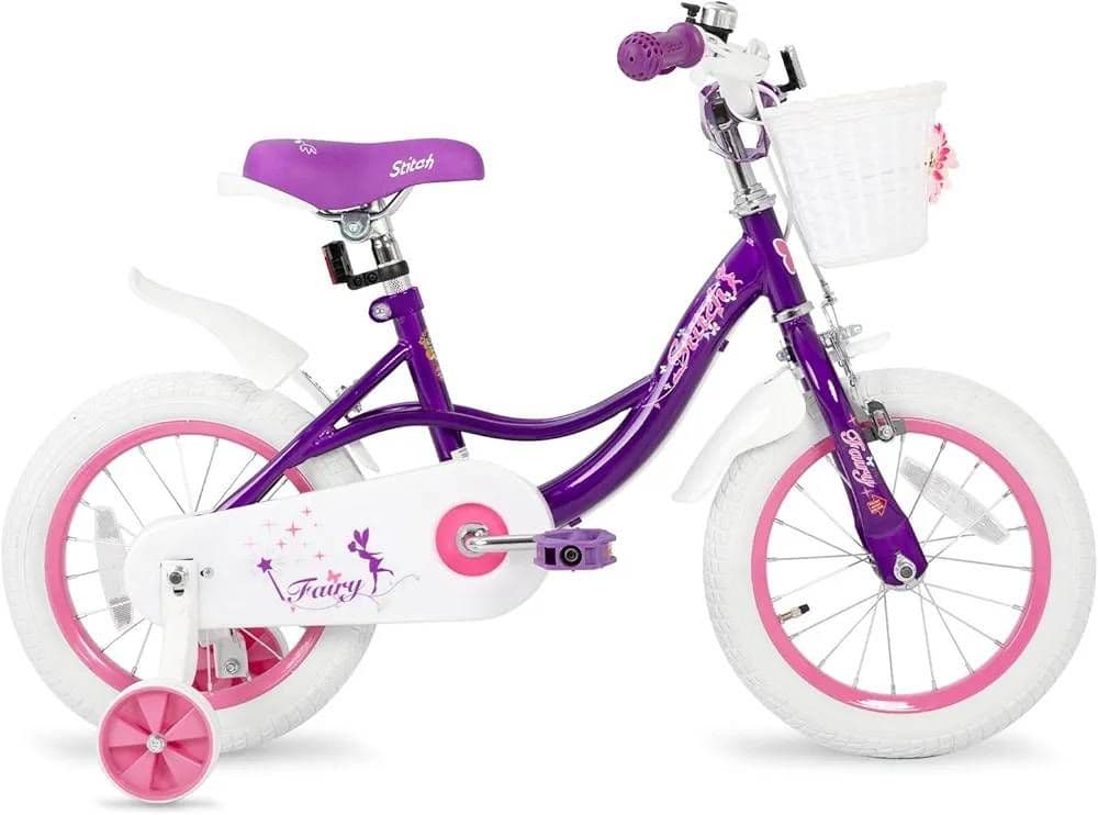 Fairy 子供用自転車 紫/白/ピンク 前カゴ付き　１８㌅
