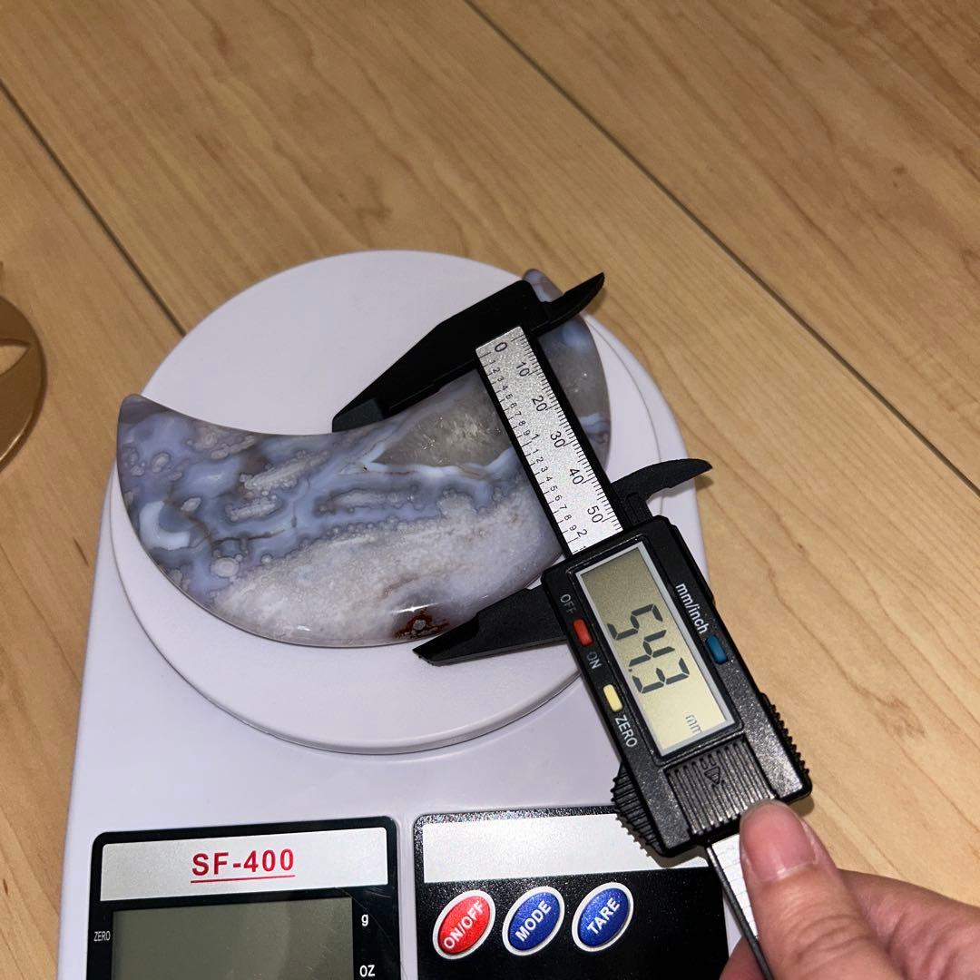 ブルー桜瑪瑙 bigサイズ 月 専用台座 クォーツ