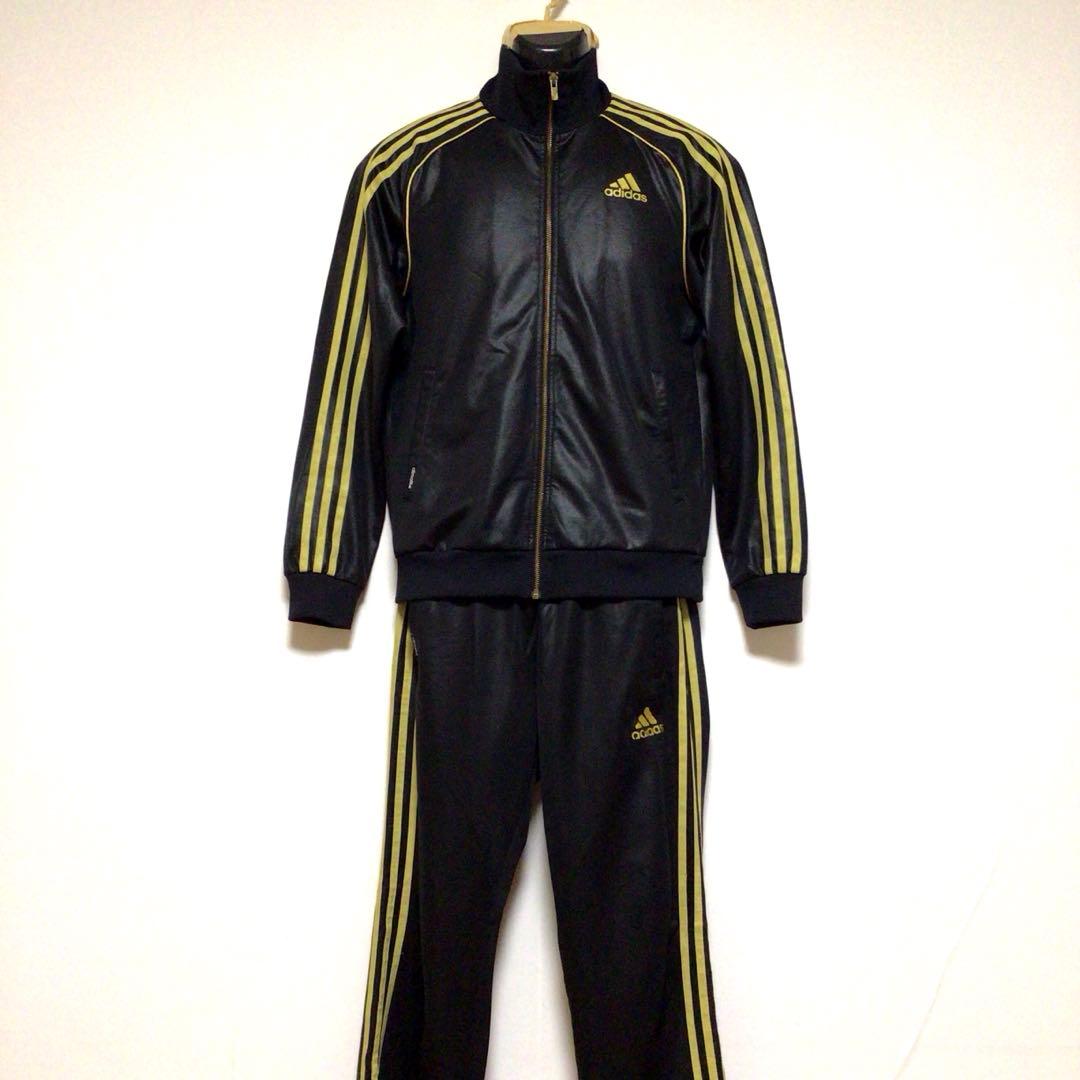 adidas セットアップジャージ 上下セット 黒金 M