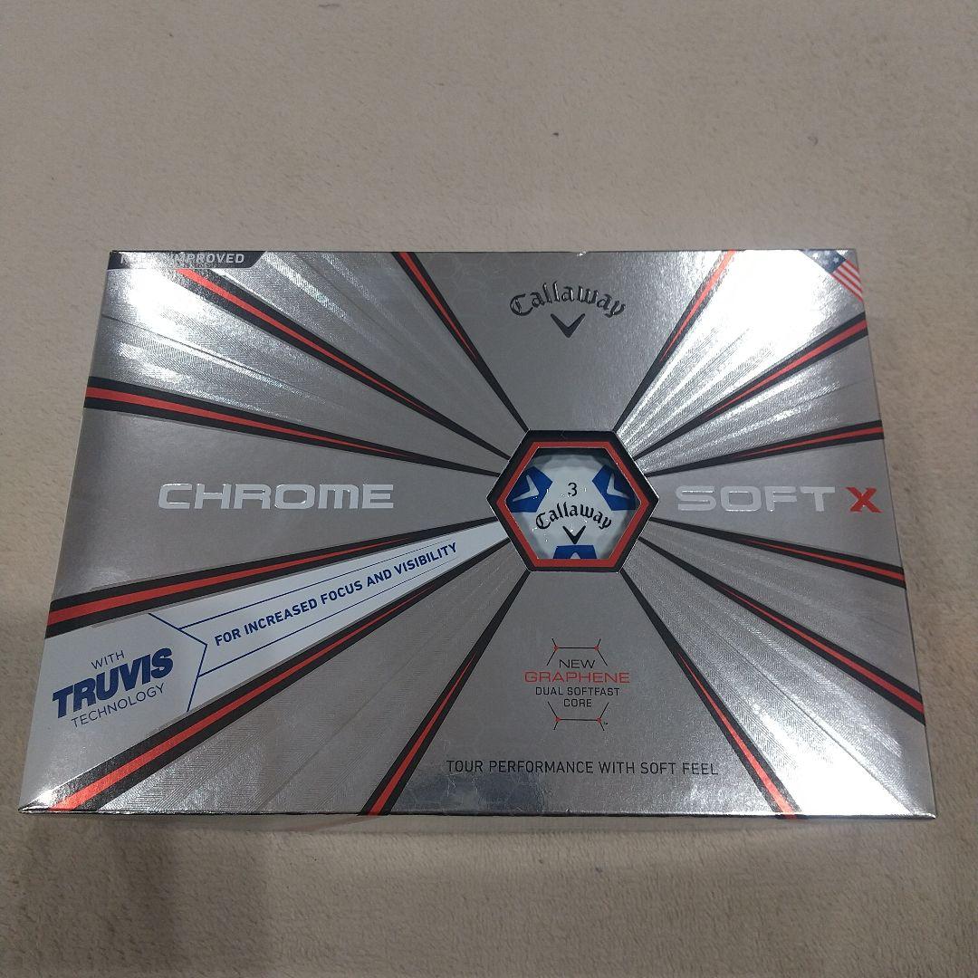 キャロウェイ ゴルフボール クロムソフトX サッカーボール柄青