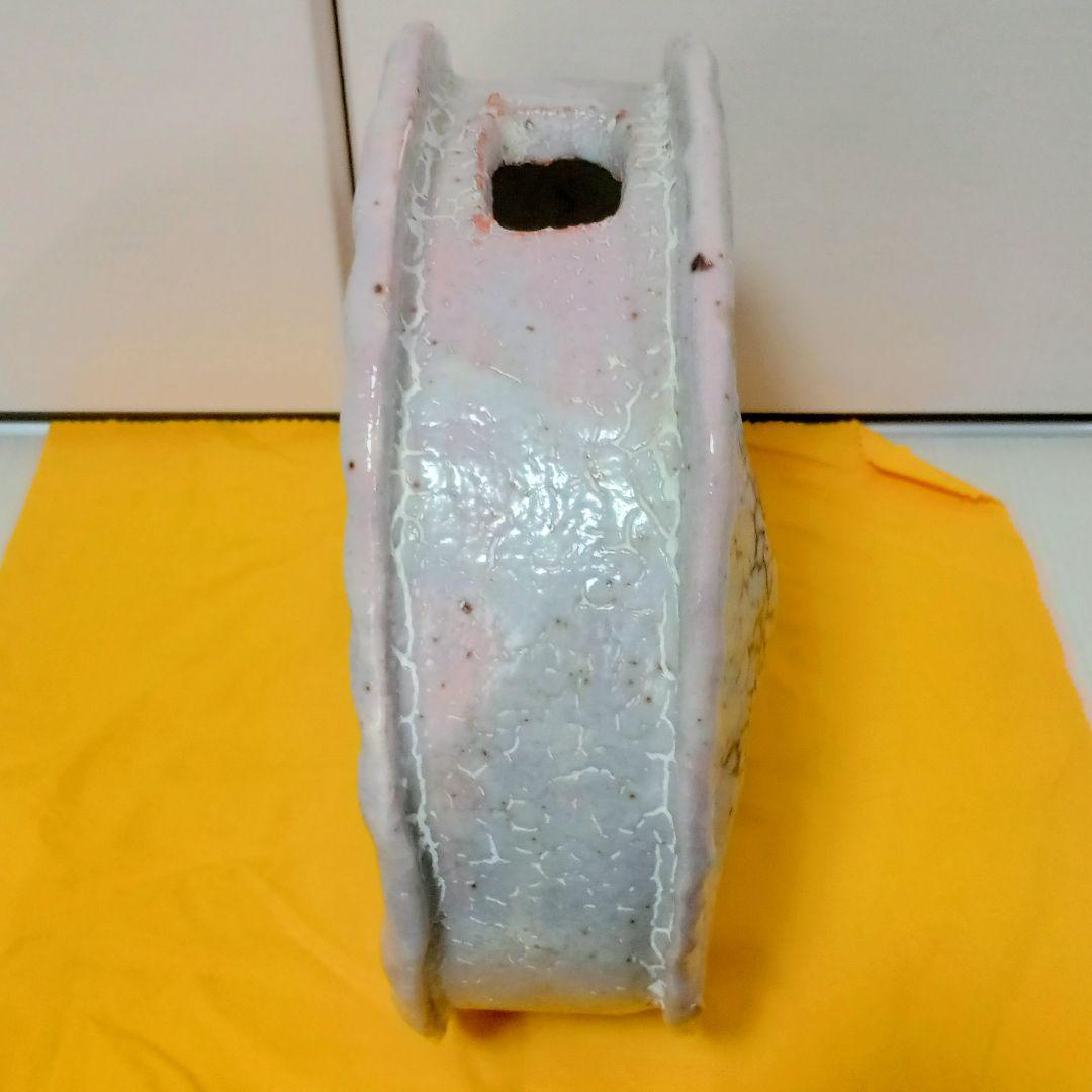 志野焼 寿扇作 大村寿扇 東谷窯 花生 丸形 花瓶 花器 花立て 壺 陶器