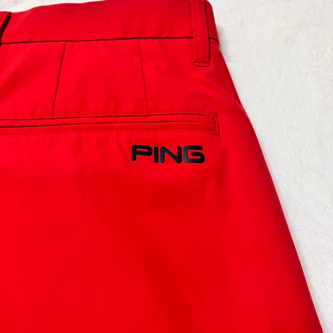 PING ゴルフパンツ 赤 ストレッチ メンズSサイズ　極美品