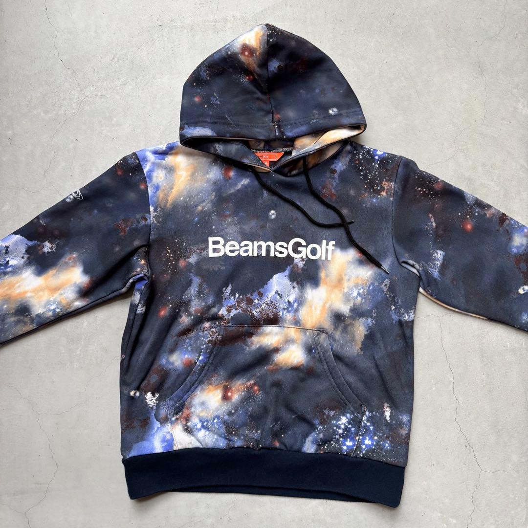 BEAMS GOLF ビームスゴルフ 宇宙プリントフード付きパーカー 総柄 M