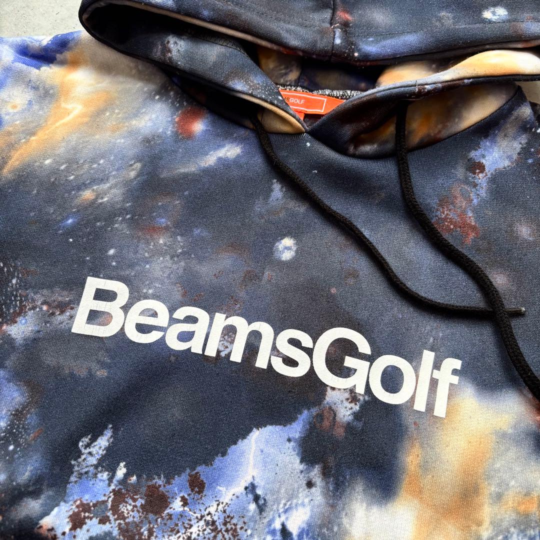 BEAMS GOLF ビームスゴルフ 宇宙プリントフード付きパーカー 総柄 M