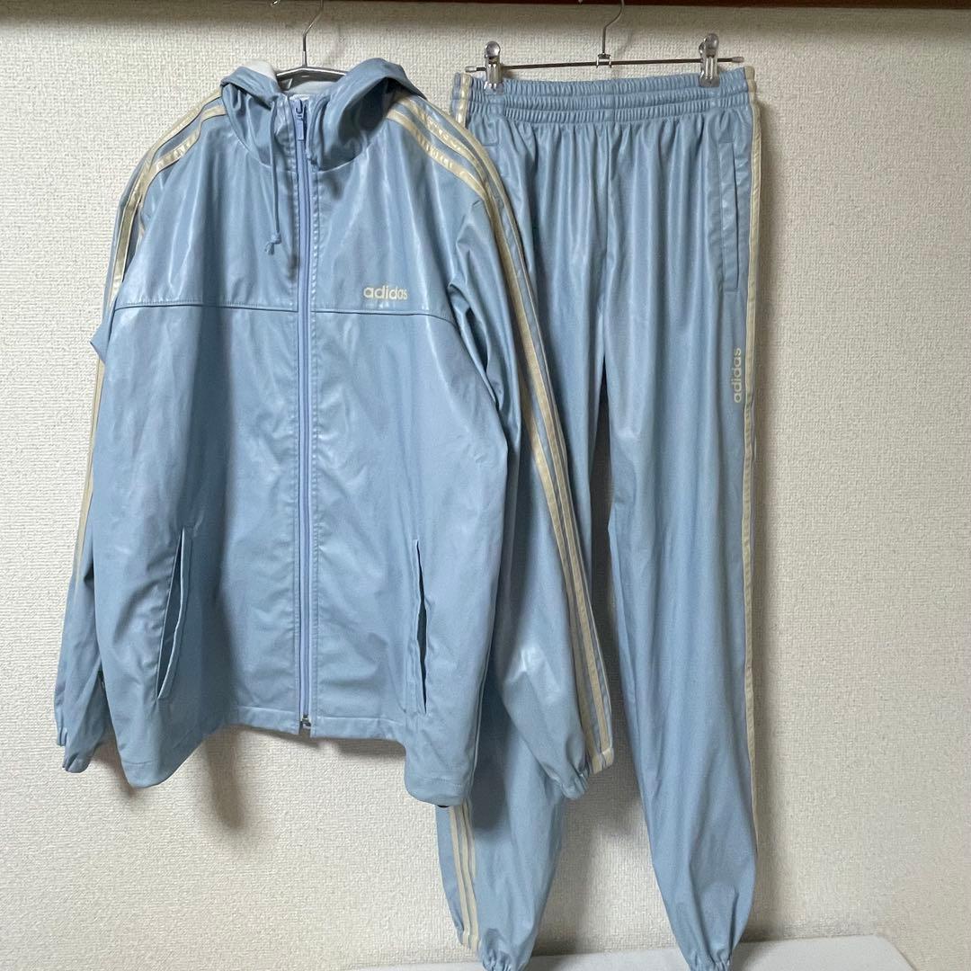 adidas　アディダス　サウナスーツ　セットアップ　上下セット　水色　S
