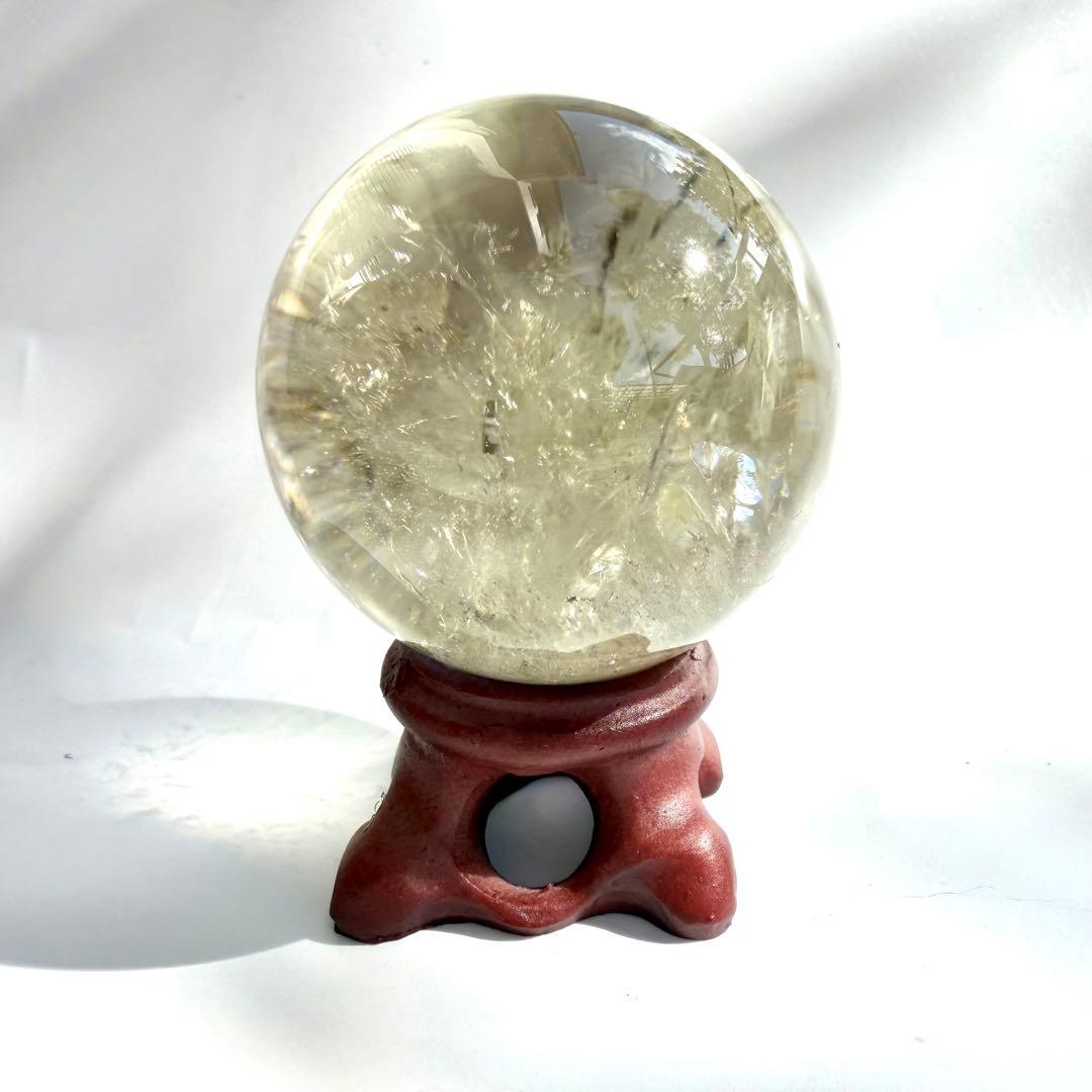 虹入り レインボー シトリン 黄水晶 丸玉 スフィア 42.1mm