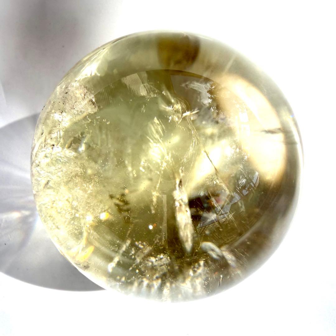 虹入り レインボー シトリン 黄水晶 丸玉 スフィア 42.1mm