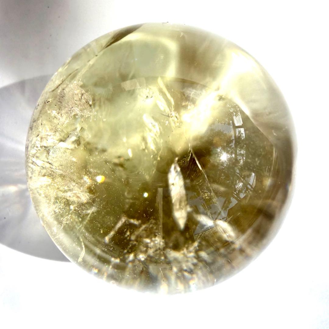 虹入り レインボー シトリン 黄水晶 丸玉 スフィア 42.1mm