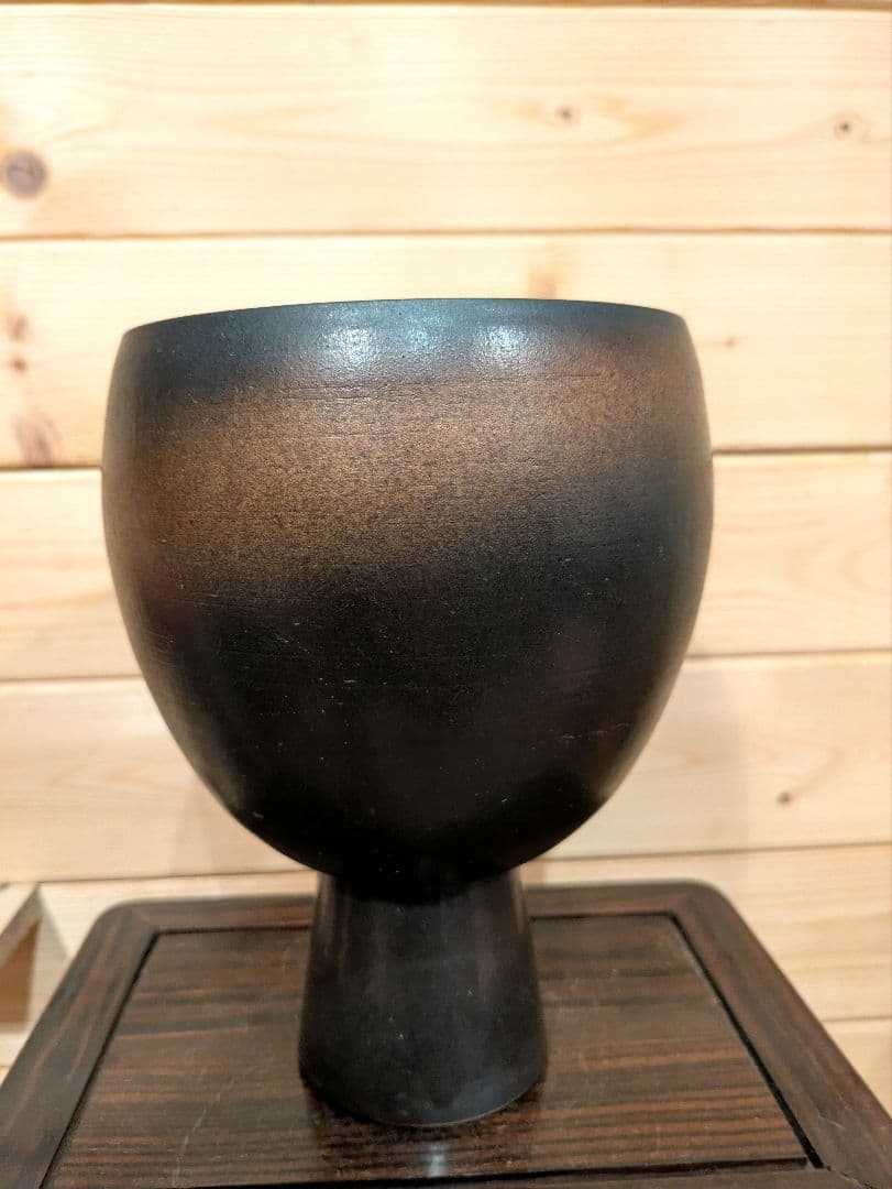 田中敬七作　焼きメ　盛花器　陶器　木箱