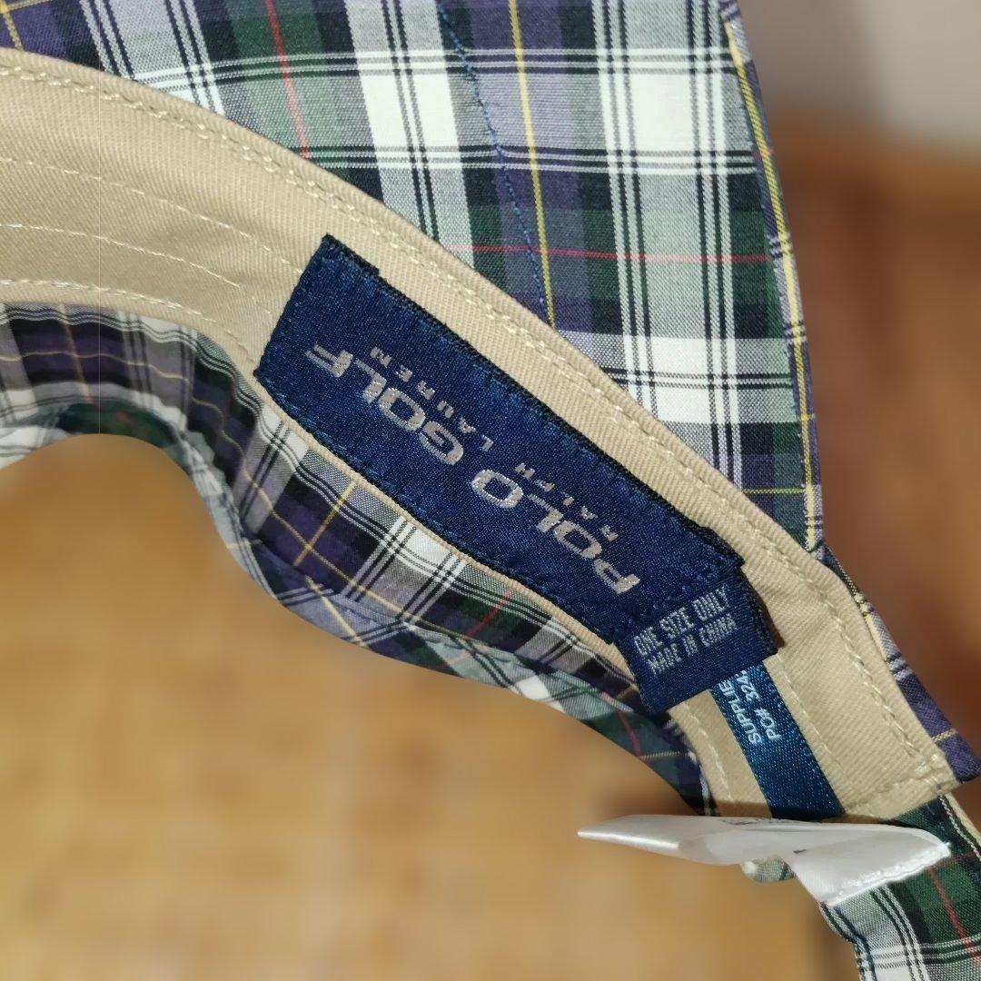 POLO GOLF RALPH LAUREN ワッペン刺繍チェック柄サンバイザー