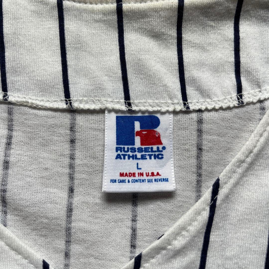 80's USA製　RUSSELL NYヤンキース　ベースボールシャツ L