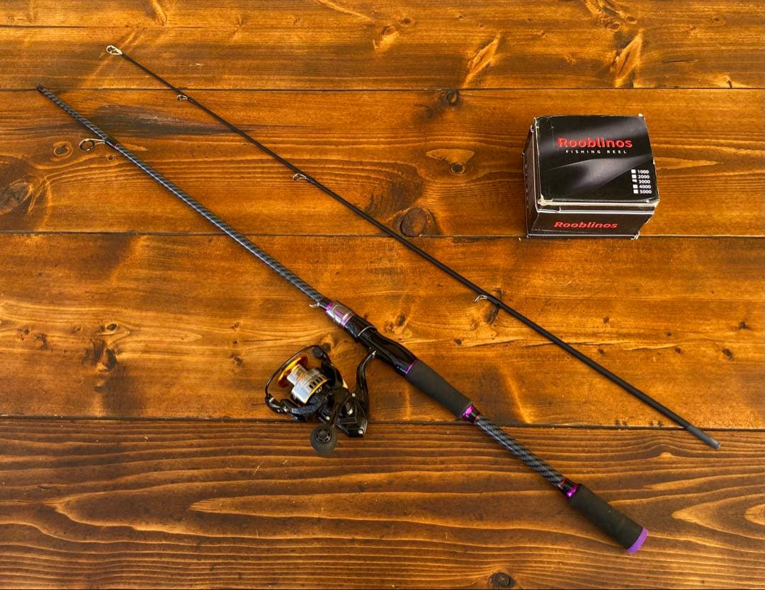 釣り竿セット　2ピースロッド　バスロッド　6ft スピニングロッド　カーボン製