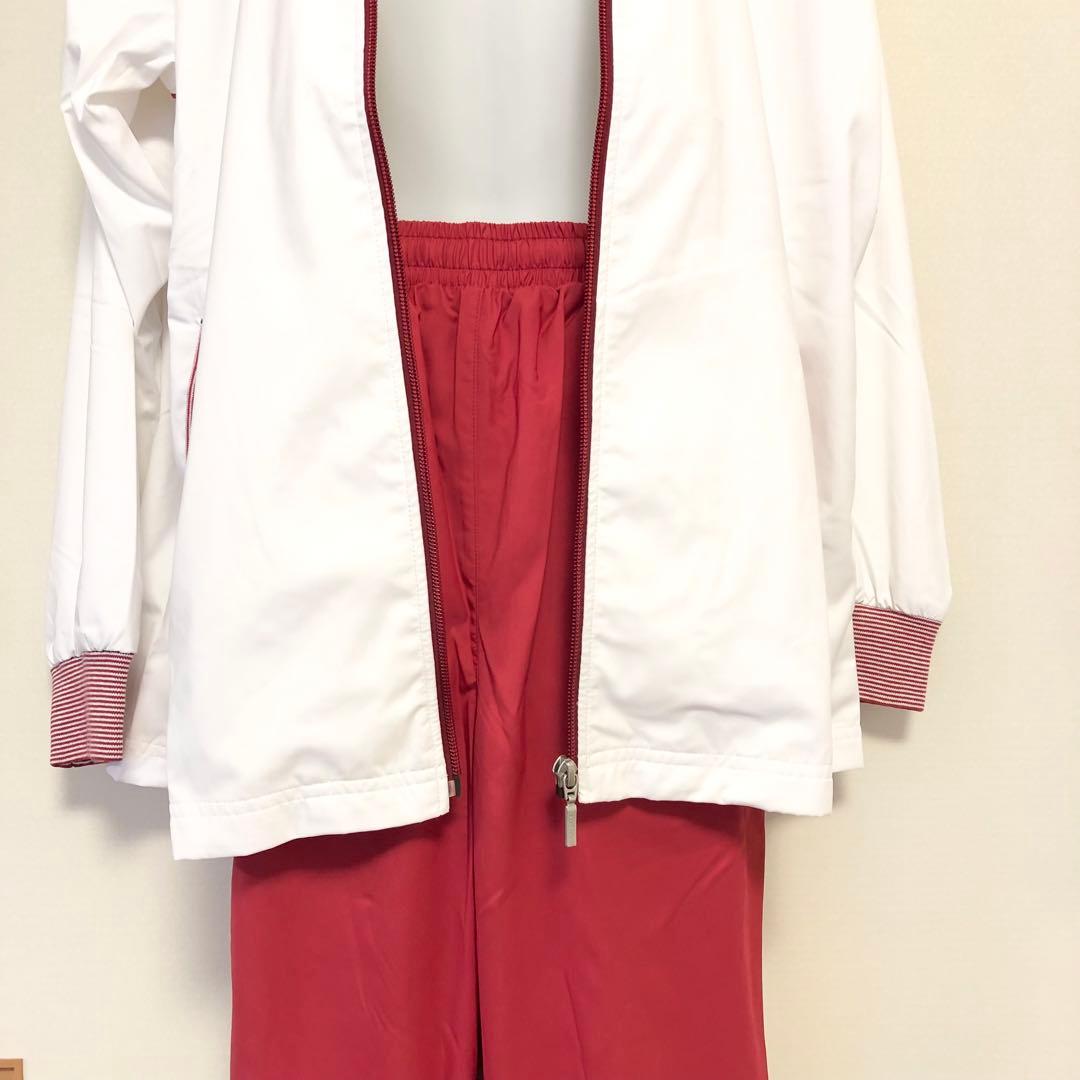 美品 ルコックスポルティフ ジャケットセットアップ ホワイト/レッド Ｌ