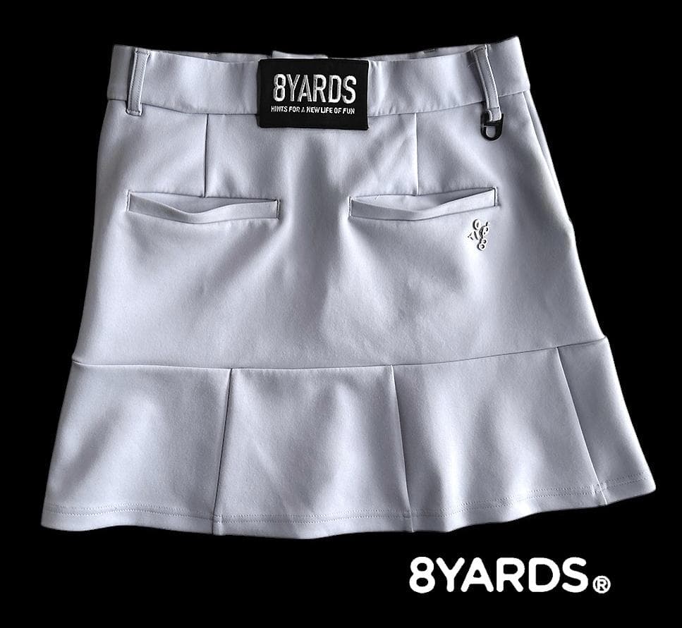 8YARDS ハチヤーズ ストレッチとろみ素材 前後ロゴ パネルスカートＬ
