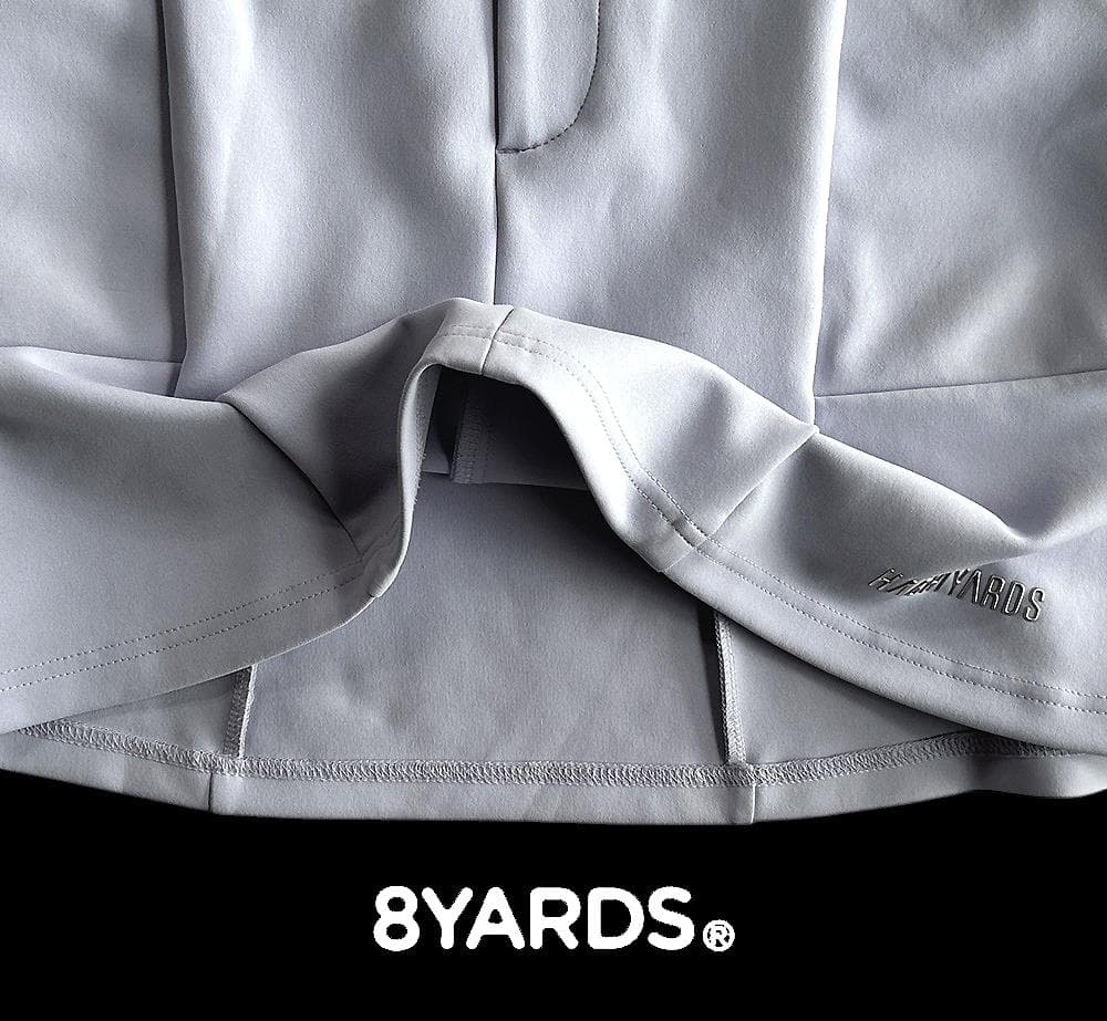 8YARDS ハチヤーズ ストレッチとろみ素材 前後ロゴ パネルスカートＬ
