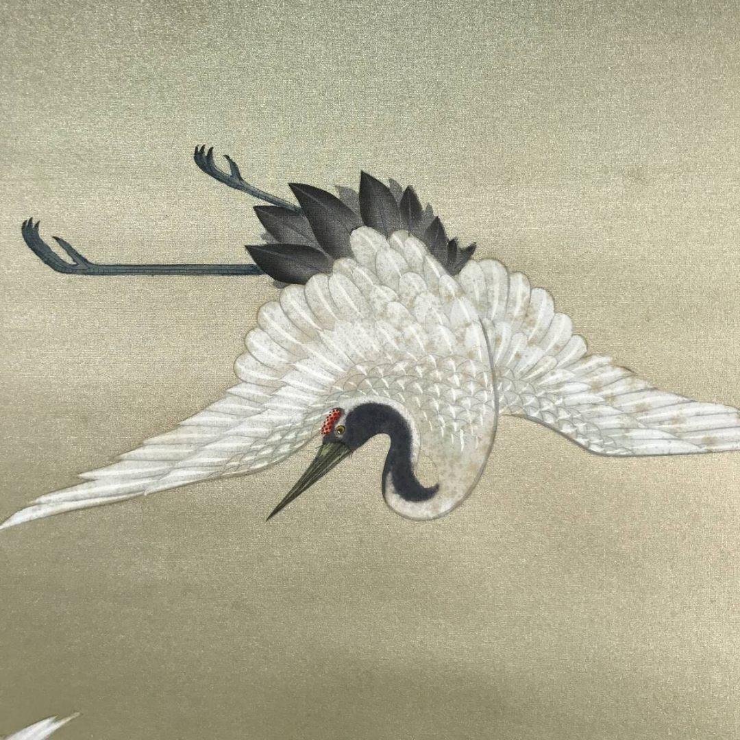 真作/國井幸雪/国井幸雪/舞鶴図/花鳥図/祝掛軸/正月/掛軸☆宝船☆AK-917
