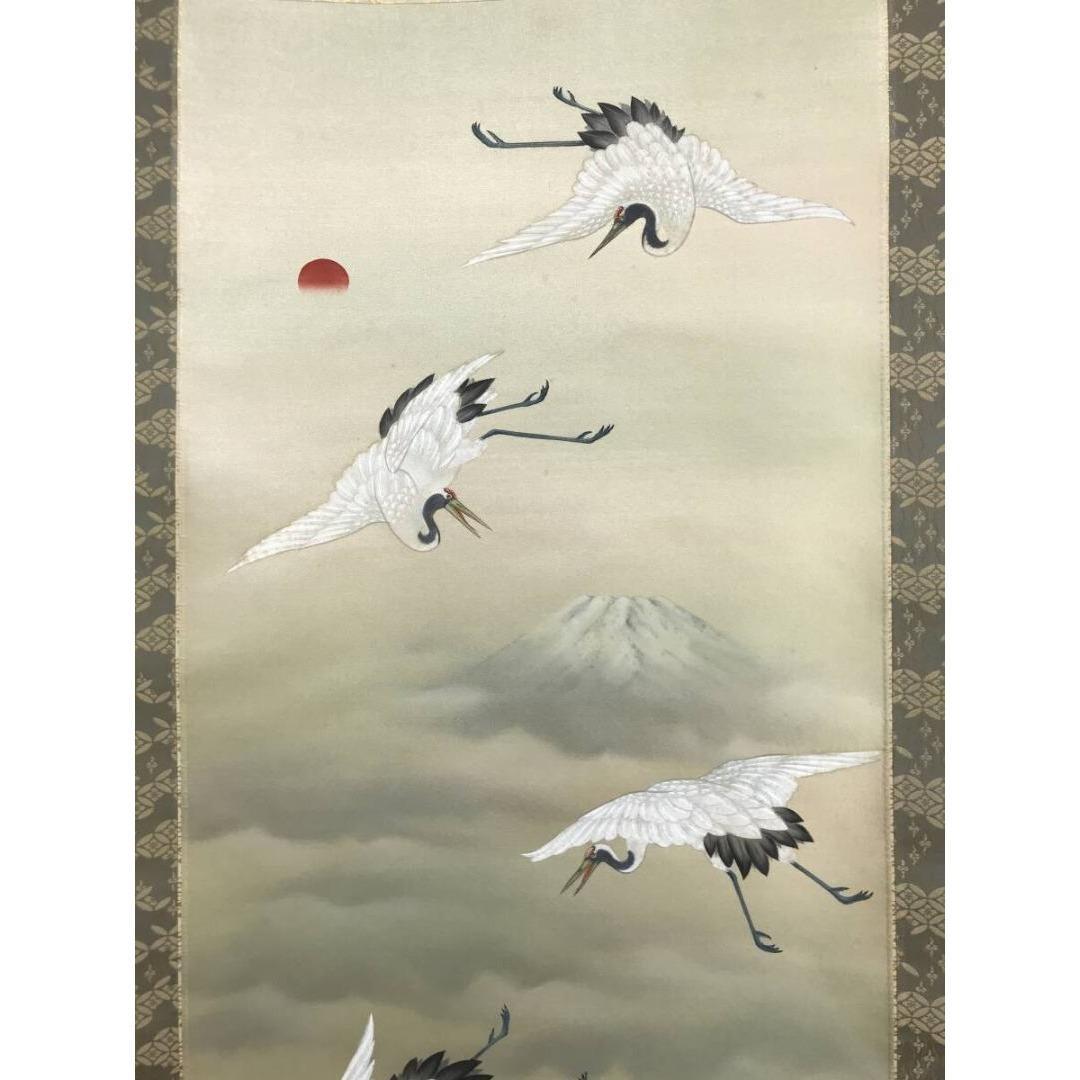 真作/國井幸雪/国井幸雪/舞鶴図/花鳥図/祝掛軸/正月/掛軸☆宝船☆AK-917