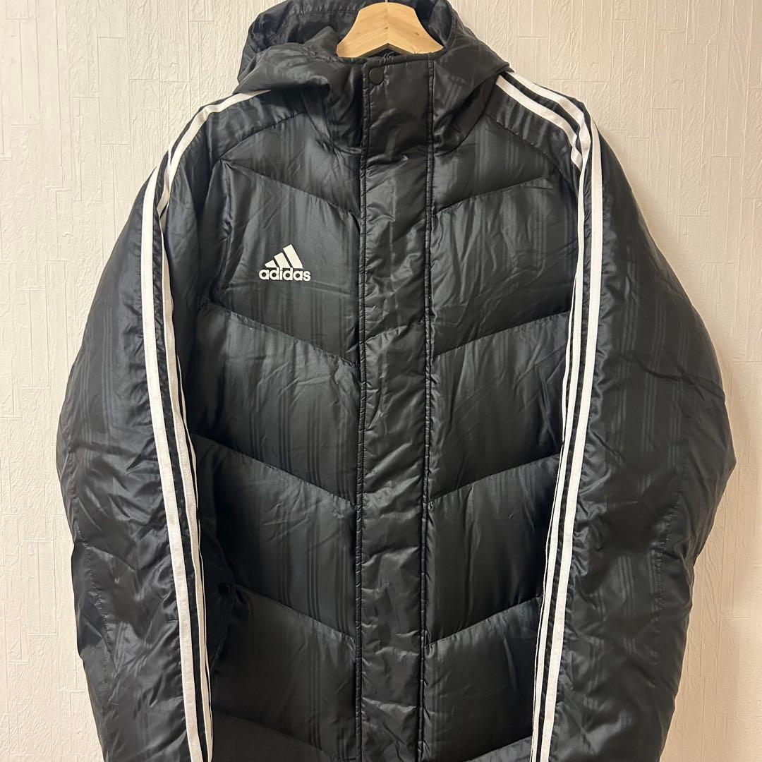 adidas ブラック ロングダウンコート ベンチコート サイズL